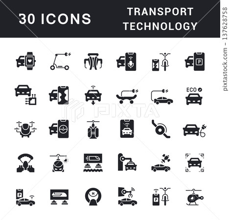 Set of Simple Icons of Transport Technology 137628758