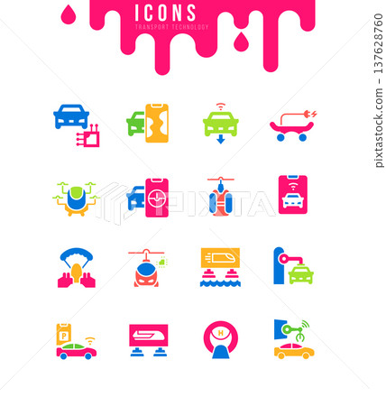 Set of Simple Icons of Transport Technology Set of Simple Icons of Transport Technology 137628760