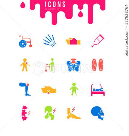 Set of Simple Icons of Traumatology 137628764