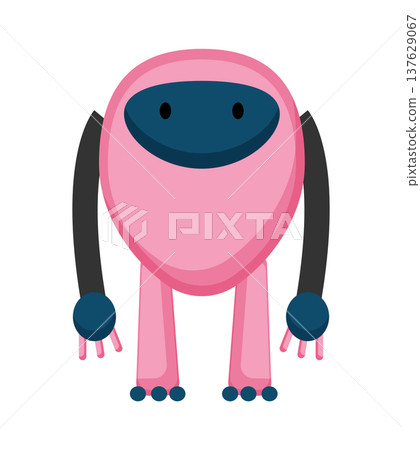 Flat vector illustration of a pink robot with simple friendly design and rounded shapes. Cute cartoon robot isolated on a white background. Flat vector illustration of a pink robot with simple friendly design and rounded shapes. Cute cartoon robot isolated on a white background. 137629067