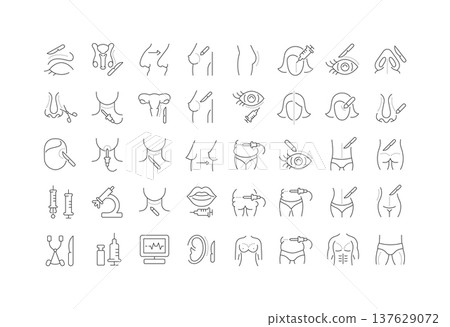 Set of linear icons of Plastic Surgery Set of linear icons of Plastic Surgery 137629072