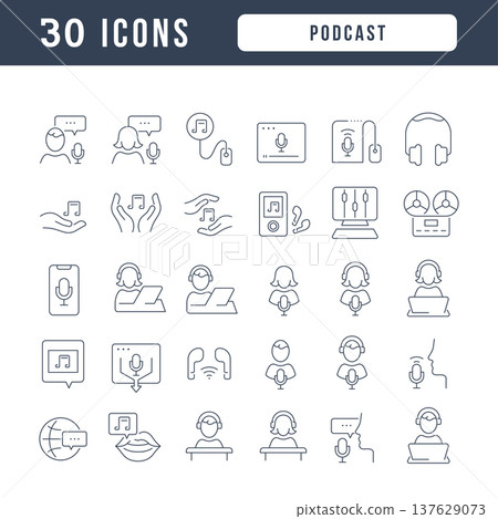 Vector Line Icons of Podcast Vector Line Icons of Podcast 137629073