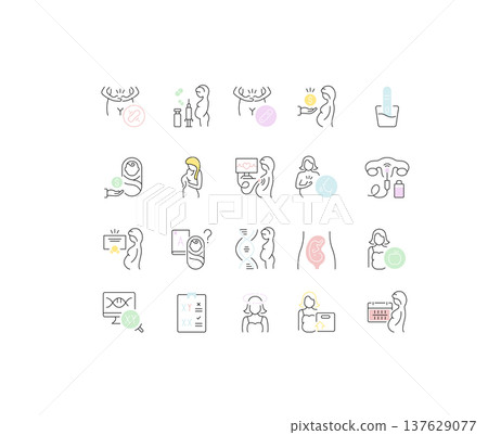 Set Vector Line Icons of Pregnancy. Set Vector Line Icons of Pregnancy. 137629077