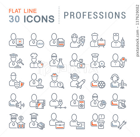 Set Vector Line Icons of Professions. 137629082