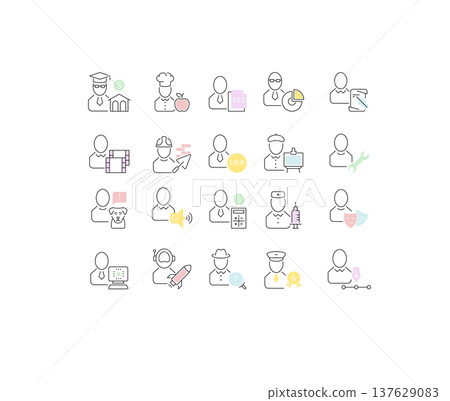 Set Vector Line Icons of Professions. Set Vector Line Icons of Professions. 137629083