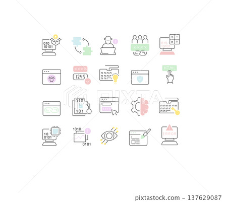 Set Vector Line Icons of Programming 137629087