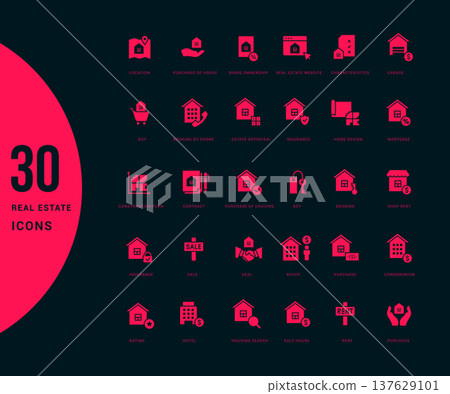 Set of Simple Icons of Real Estate Set of Simple Icons of Real Estate 137629101