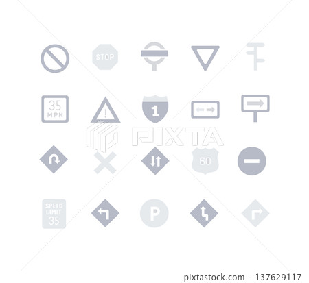 Set of Simple Icons of Road Sign Set of Simple Icons of Road Sign 137629117
