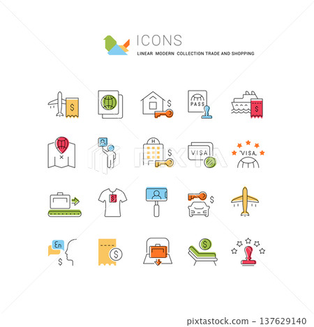 Set Vector Line Icons of Trade and Shopping 137629140