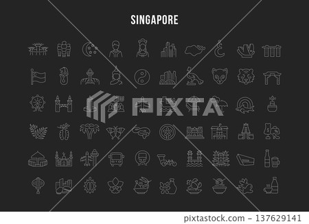 Set Vector Line Icons of Singapore. 137629141