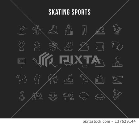 Set Vector Line Icons of Skating Sports. Set Vector Line Icons of Skating Sports. 137629144