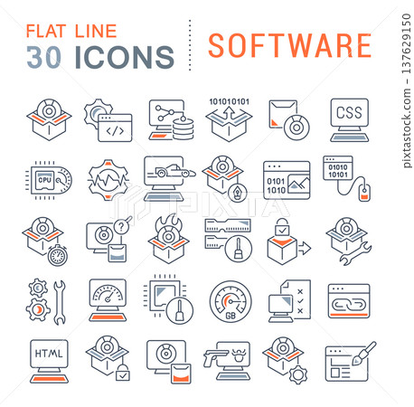 Set Vector Line Icons of Software 137629150
