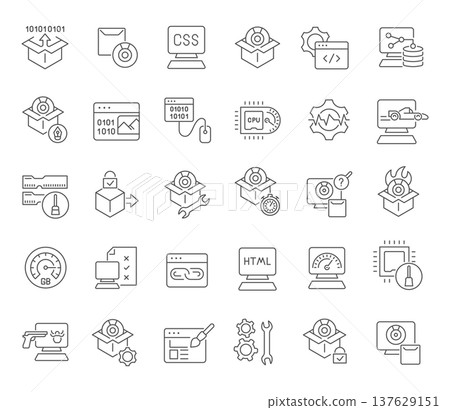 Set Vector Line Icons of Software Set Vector Line Icons of Software 137629151