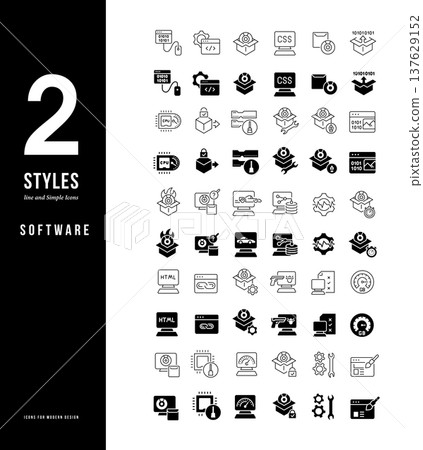 Simple Line Icons of Software 137629152