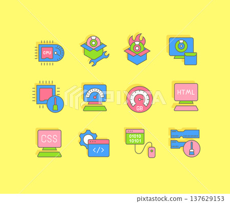 Set of Simple line Icons of Software 137629153