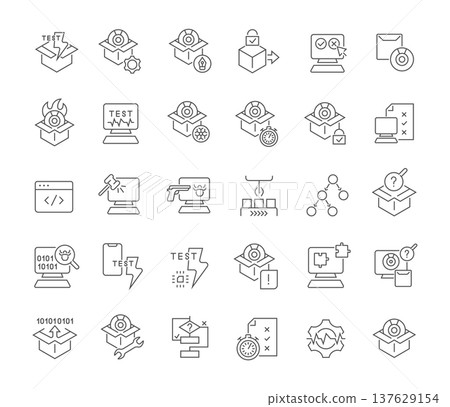 Set Vector Line Icons of Software Testing 137629154