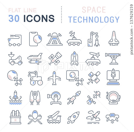 Set Vector Line Icons of Space Technology Set Vector Line Icons of Space Technology 137629159