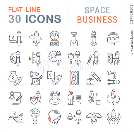 Set Vector Line Icons of Space Business 137629161