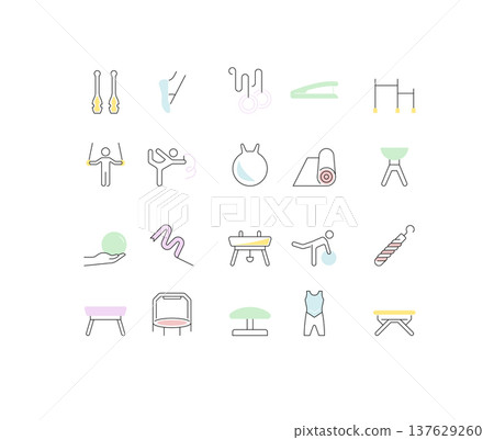 Set Vector Line Icons of Gymnastics. Set Vector Line Icons of Gymnastics. 137629260