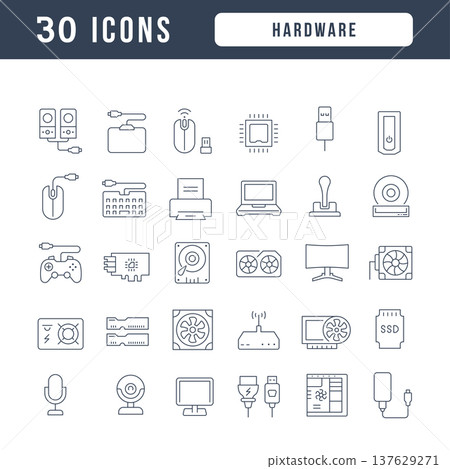 Set of linear icons of Hardware Set of linear icons of Hardware 137629271