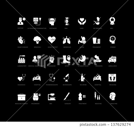 Set of simple icons of Heart Attack Set of simple icons of Heart Attack 137629274