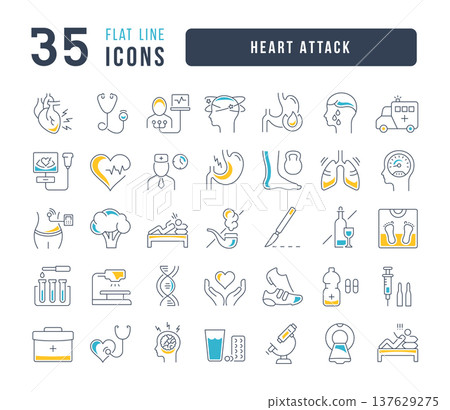 Set of linear icons of Heart Attack 137629275