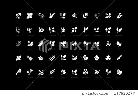 Set of simple icons of Herbs and Seasonings 137629277