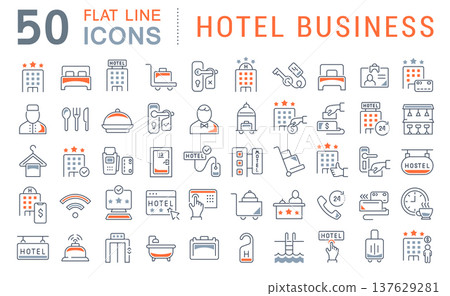 Set Vector Line Icons of Hotel Business Set Vector Line Icons of Hotel Business 137629281