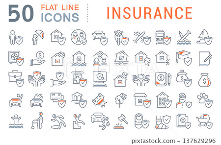 Set Vector Line Icons of Insurance 137629296