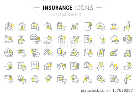 Set Vector Line Icons of Insurance 137629297