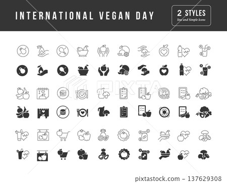 Vector Simple Icons of International Vegan Day Vector Simple Icons of International Vegan Day 137629308