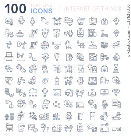 Set Vector Line Icons of Internet of Things Set Vector Line Icons of Internet of Things 137629310