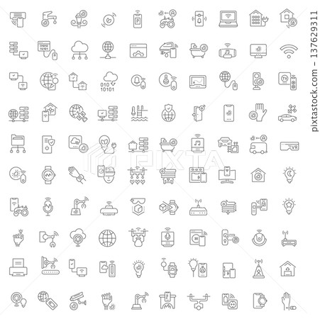 Set Vector Line Icons of Internet of Things 137629311