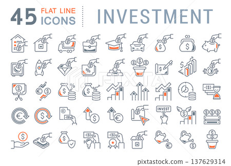 Set Vector Line Icons of Investment 137629314