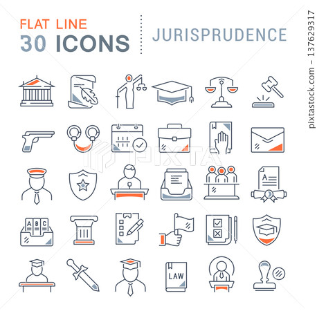 Set Vector Line Icons of Jurisprudence Set Vector Line Icons of Jurisprudence 137629317