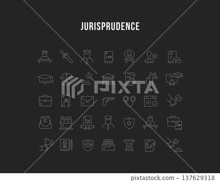 Set Vector Line Icons of Jurisprudence Set Vector Line Icons of Jurisprudence 137629318