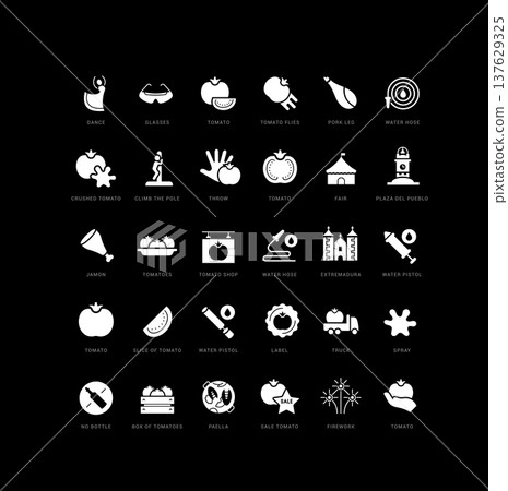 Vector Simple Icons of La Tomatina 137629325
