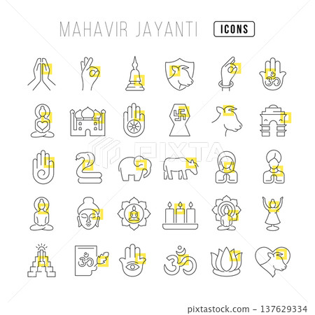 Vector Line Icons of Mahavir Jayanti 137629334