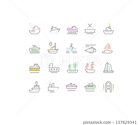 Set Vector Line Icons of Maritime Transport. 137629341