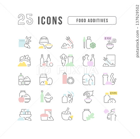 Set of linear icons of Food Additives 137629502
