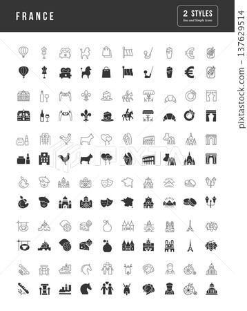 Set of simple icons of France Set of simple icons of France 137629514