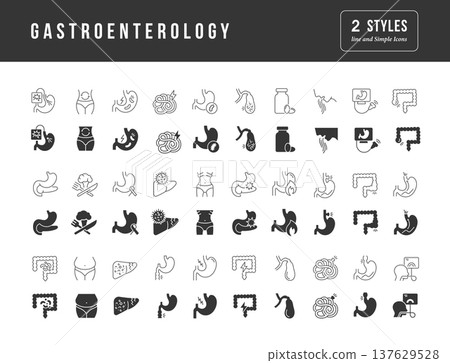 Set of simple icons of Gastroenterology 137629528