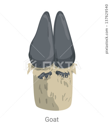 Cartoon vector illustration of a goat hoof showing the split hooves and leg section isolated on a white background for zoology or farm animal educational design. 137629540