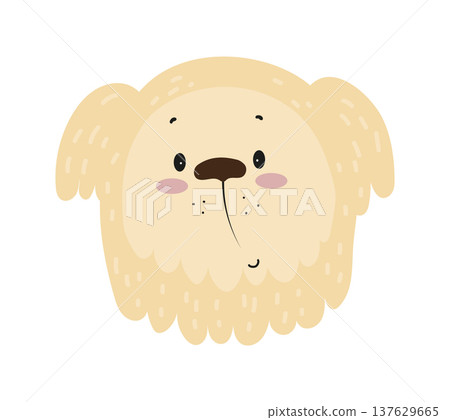 Flat vector illustration of a cute dog face. Cartoon pet character isolated on a white background. Flat vector illustration of a cute dog face. Cartoon pet character isolated on a white background. 137629665