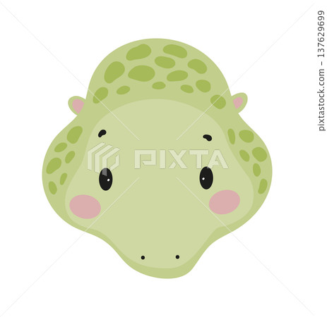 Flat vector illustration of a cute lizard face. Cartoon reptile character isolated on a white background. 137629699