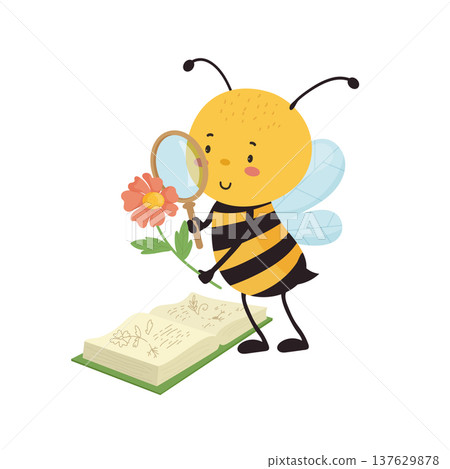 Bee with Magnifying Glass Bee with Magnifying Glass 137629878