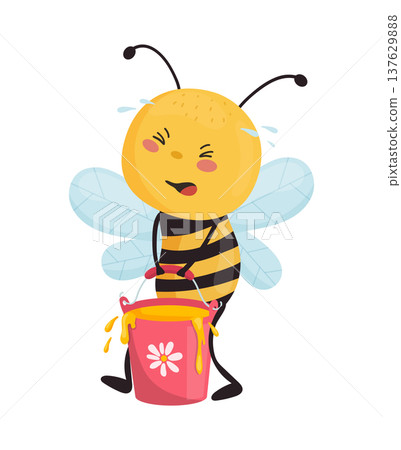 Bee Carrying Honey Bucket 137629888