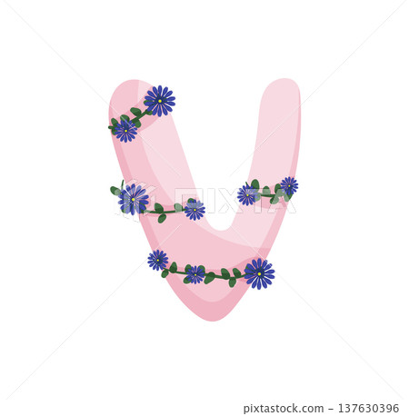 Letter V with Lavender Flowers Letter V with Lavender Flowers 137630396
