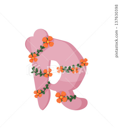 Letter R with Pink Flowers Letter R with Pink Flowers 137630398