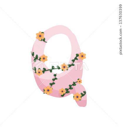 Letter Q with Yellow Flowers Letter Q with Yellow Flowers 137630399